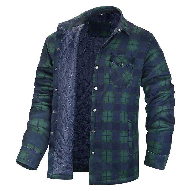 Flannel Shirt Lined - 男性用グリーンチェック柄シャツ,カジュアル,長袖,キルティング,ビッグ,快適,LサイズS-5XL