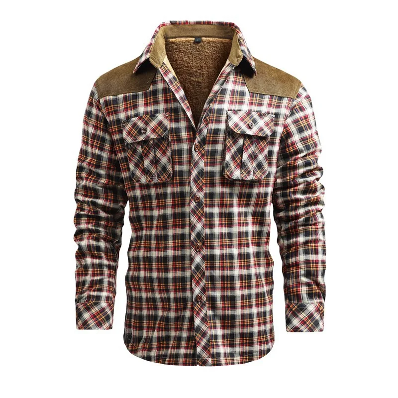 メンズフリースジャケット,ウォームチェック柄シャツ,カジュア - Flannel Shirt Lined のレビューと価格