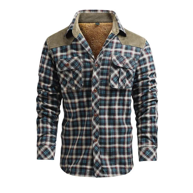 メンズフリースジャケット,ウォームチェック柄シャツ,カジュア - Flannel Shirt Lined のレビューと価格