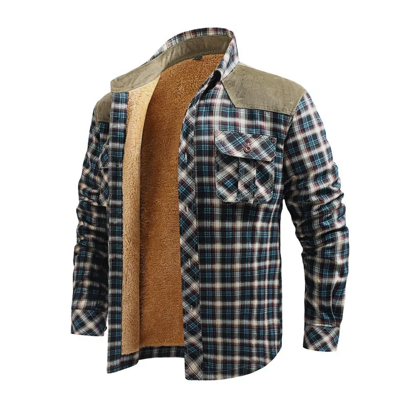 メンズフリースジャケット,ウォームチェック柄シャツ,カジュア - Flannel Shirt Lined のレビューと価格